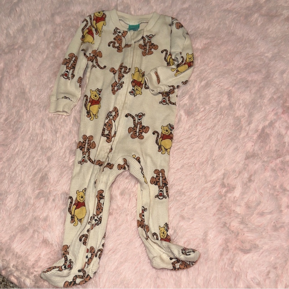 Disney Kids One Piece Footie - Cream with Red Accents